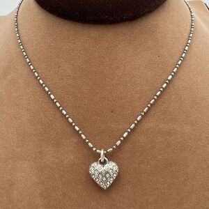 BRIGHTON  HEART Necklace SWAROVSKI CRYSTAL PETITE Puffy Pave Style Adjustable